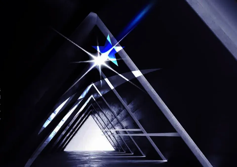 AIAASC: a star at the point of a corridor of lit triangles