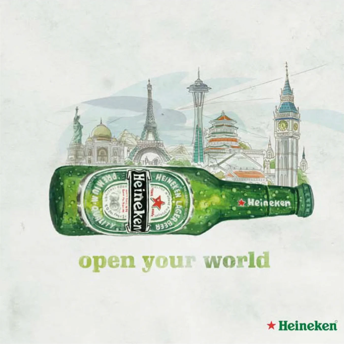 The world drawn around the bottle