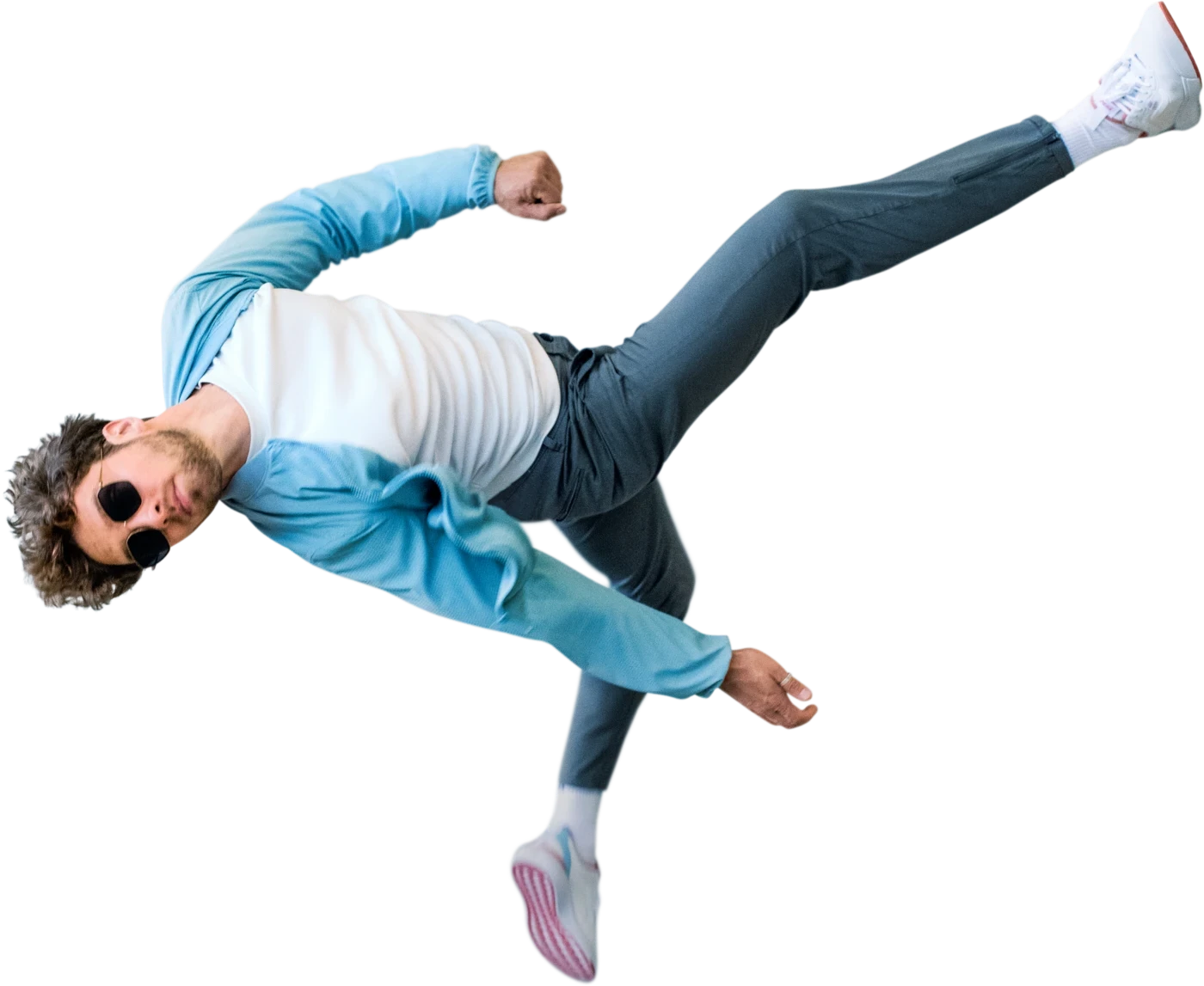 The ZEISS campaign athlete in mid-leap