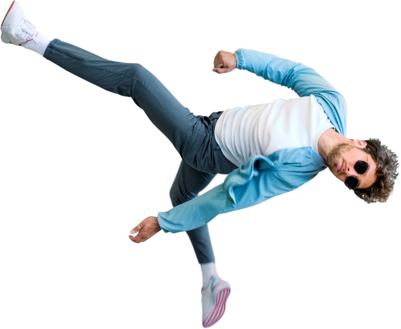 The ZEISS campaign athlete, mid-leap