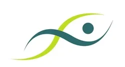 A route not taken: a green and teal swoosh round a figure.