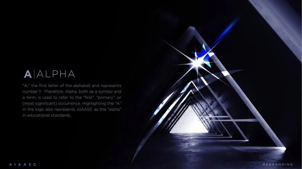 A, Alpha: a tunnel of A-shaped frames with a star of light