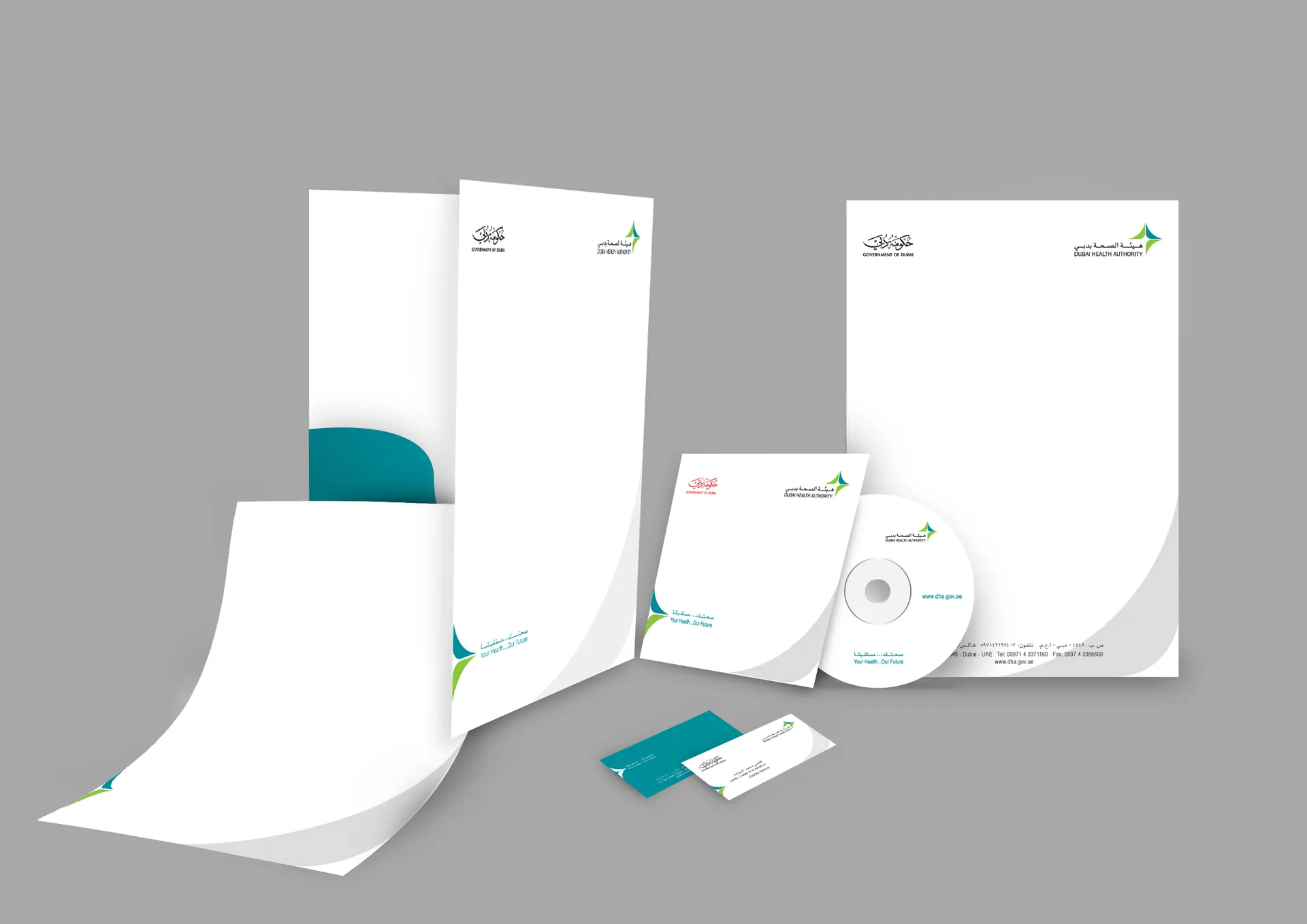 Letterhead, folder, envelope, card and disc